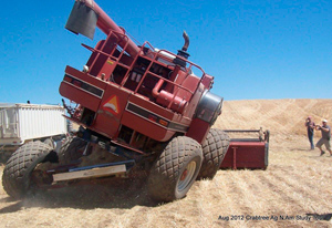 Combine on hill